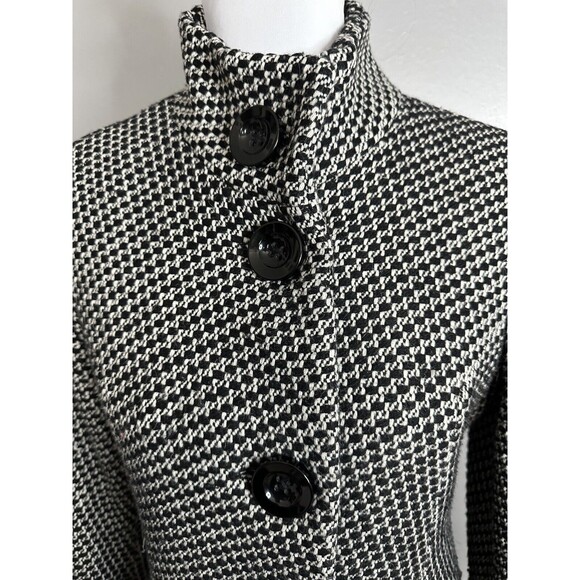 Anne Klein Black White Wool Blend Mid-Length Coat Sz XS Fully Lined Peacoat - Picture 2 of 9